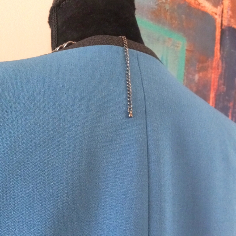 Kasper Blue & Grey Color Block Open Front Blazer … - image 8